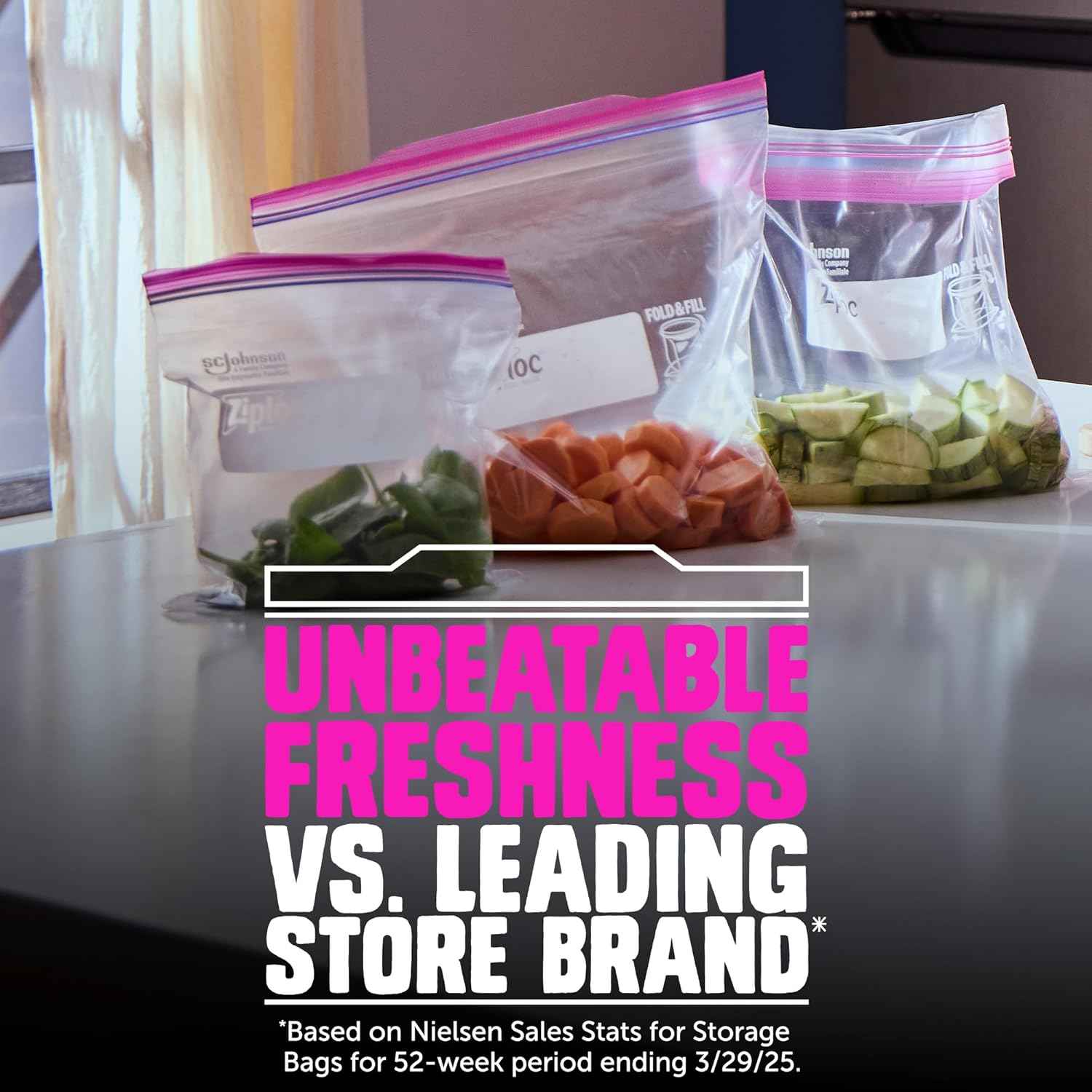 Ziploc Quart Food Storage Bags, Stay Open Design with Stand-Up Bottom, Easy to Fill