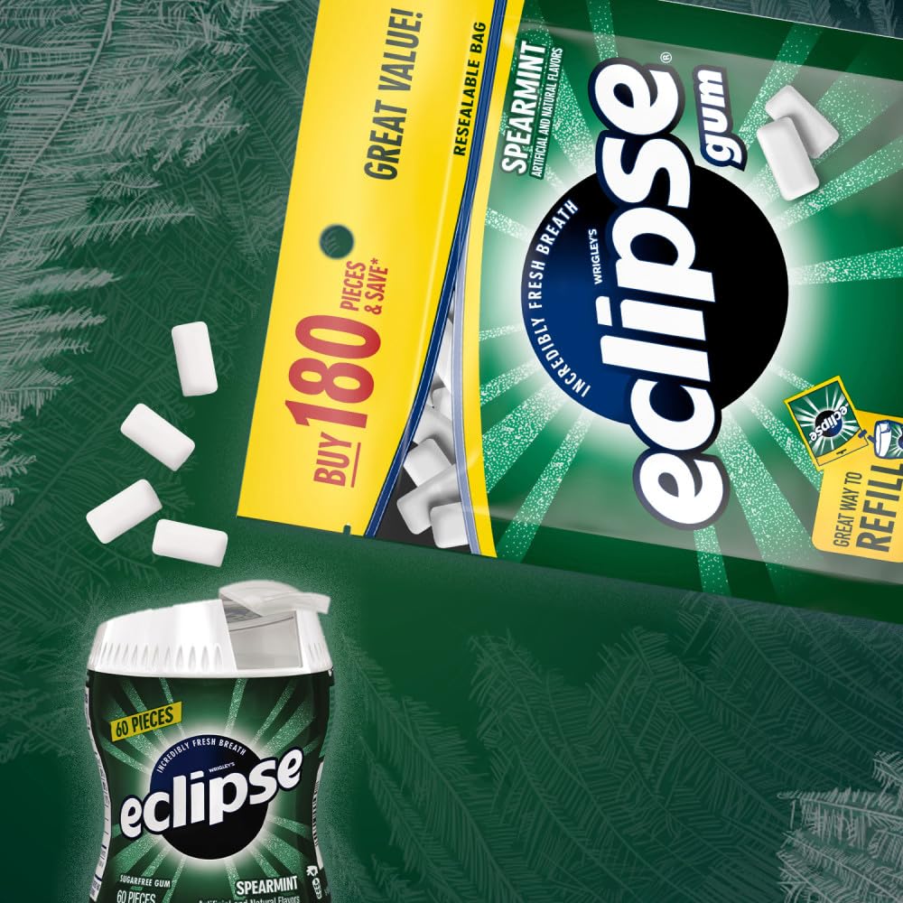 ECLIPSE_Spearmint_Chewing_Gum_Sugar_Free,_Mint_Gum_Bulk_Pack,_8.8_Ounce_(180_Piece_Bag)
