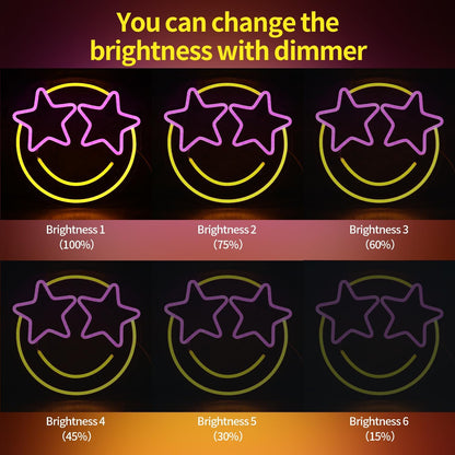 Smile_Face_Neon_Sign,_Wootfairy_Led_Neon_Signs_for_Wall_Decor,_Dimmable_Neon_Light_for_Bedroom,_Gaming_Room,_Kids_Room,_Bar_Decoration,_Yellow_and_Pink_Light_Up_Signs_for_Wedding_Birthday_Party