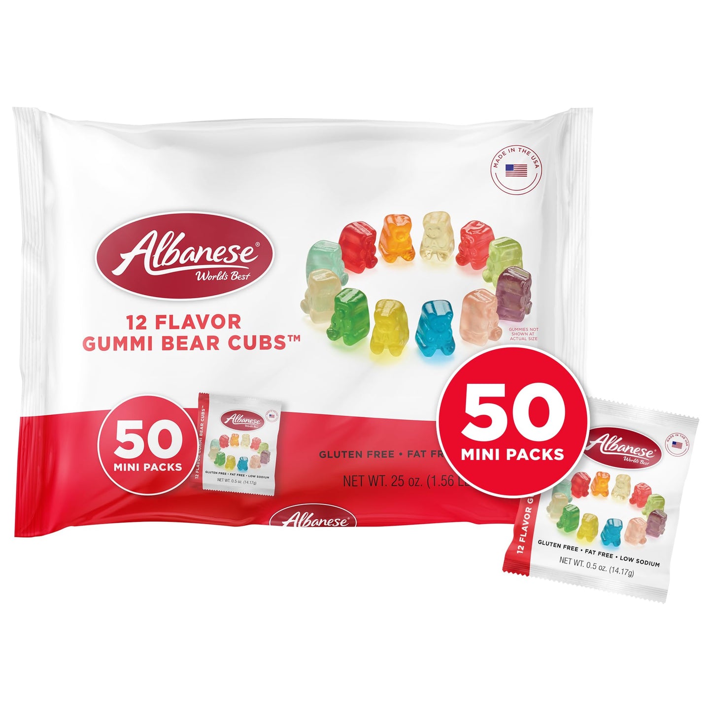 12 Flavor Gummi Bear Cubs - 0.5 Ounce (Pack of 50)