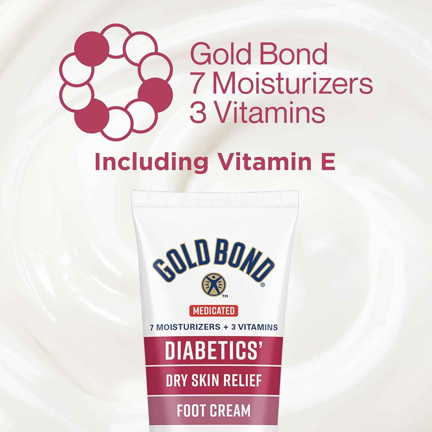 Gold Bond Medicated Diabetics' Dry Skin Relief Foot Cream, Diabetic Foot Cream, 3.4 oz., Skin Protectant
