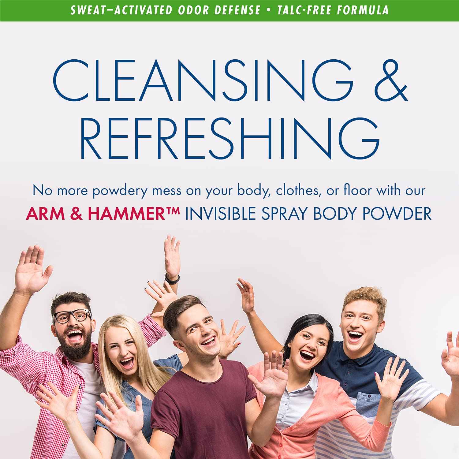 Arm & Hammer Invisible Body Powder Spray, Clear Talc-Free Body Odor & Sweat Control For Men & Women, Spray Body Powder For Women And Men, Arm And Hammer Body Spray Powder, 7 Oz