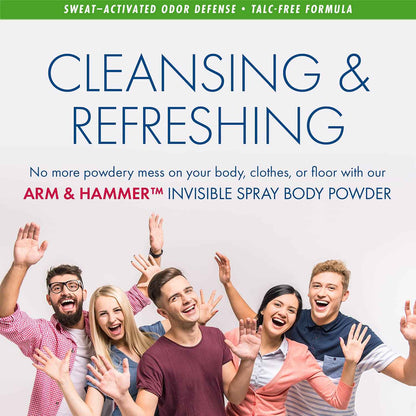 Arm & Hammer Invisible Body Powder Spray, Clear Talc-Free Body Odor & Sweat Control For Men & Women, Spray Body Powder For Women And Men, Arm And Hammer Body Spray Powder, 7 Oz