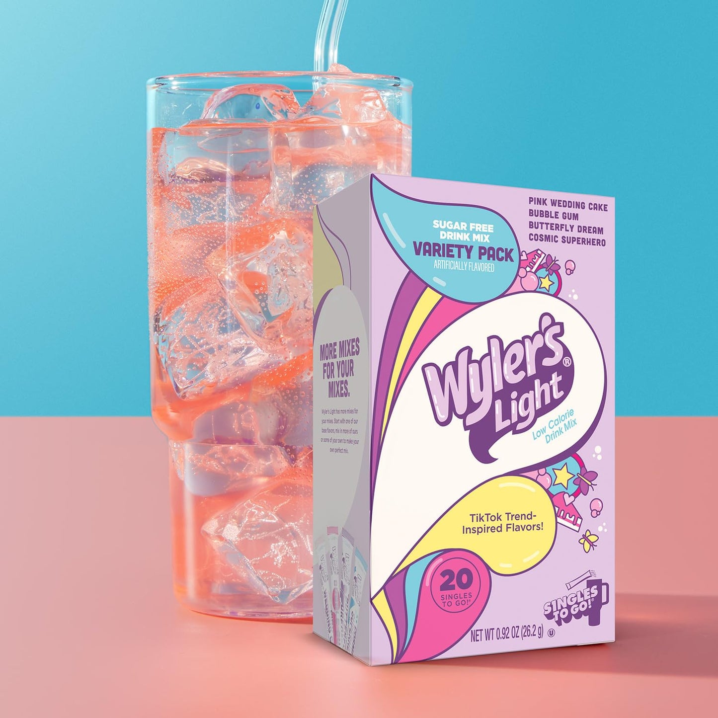 Wyler's_Light_Singles_to_Go_Powder_Packets,_Variety_Pack,_Watertok_Fun_Flavors,_Pink_Wedding_Cake,_Bubble_Gum,Butterfly_Dream,Cosmic_Superhero,Sugar_&_Caffeine_Free,_On-The-Go,_20_Count_(Pack_-_1)