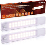STAR-SPANGLED Under Cabinet Lighting Rechargeable, 8 inch Motion Sensor Lights Indoor Battery Operated, USB Stick on LED Magnetic Closet Light for Counter, Stairs, Kitchen, Cool White/Warm White, 2 Pack