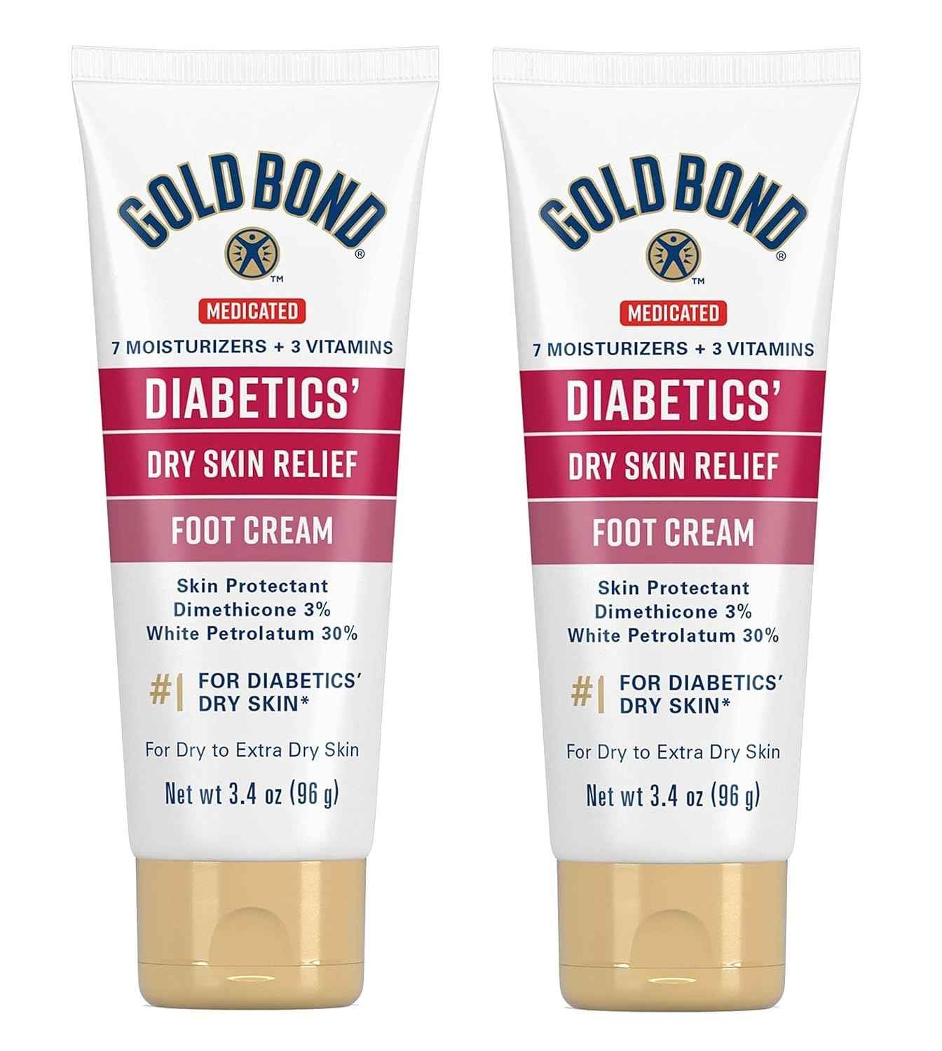 Gold Bond Medicated Diabetics' Dry Skin Relief Foot Cream, Diabetic Foot Cream, 3.4 oz., Skin Protectant