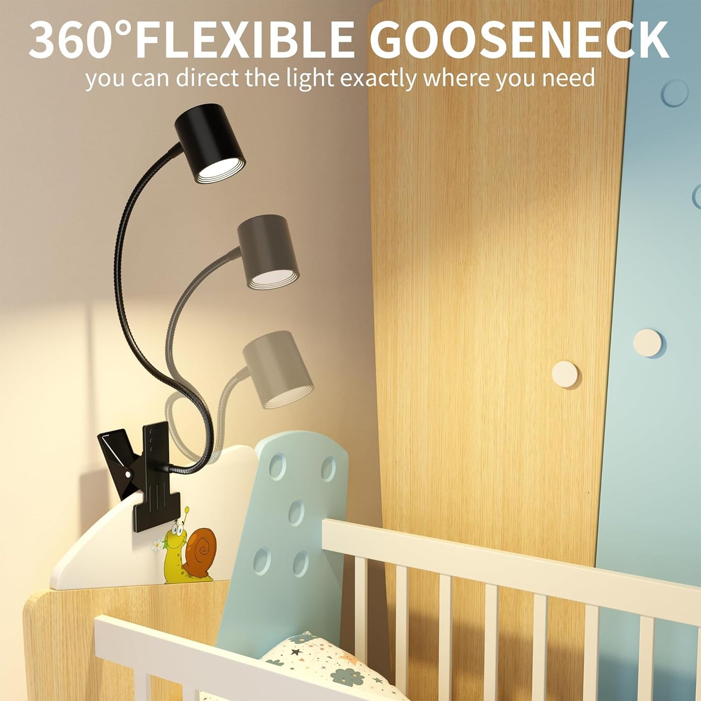 Dott_Arts_Desk_Lamp,USB_Clip_On_Light,Book_Lights_for_Reading_at_Night,3_Color_Modes,10_Brightness_Clamp_Lights,360°_Gooseneck_LED_Reading_Light_for_Books_in_Bed,Eye-Care_for_Home_Office,Headboards