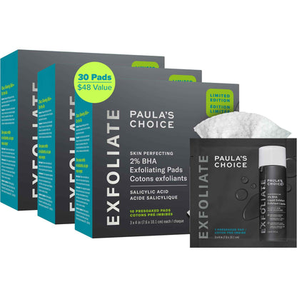 Paula's Choice SKIN PERFECTING 2% BHA Salicylic Acid Exfoliating Pads - Facial Exfoliant Pads for Blackheads, Enlarged Pores, Wrinkles & Fine Lines