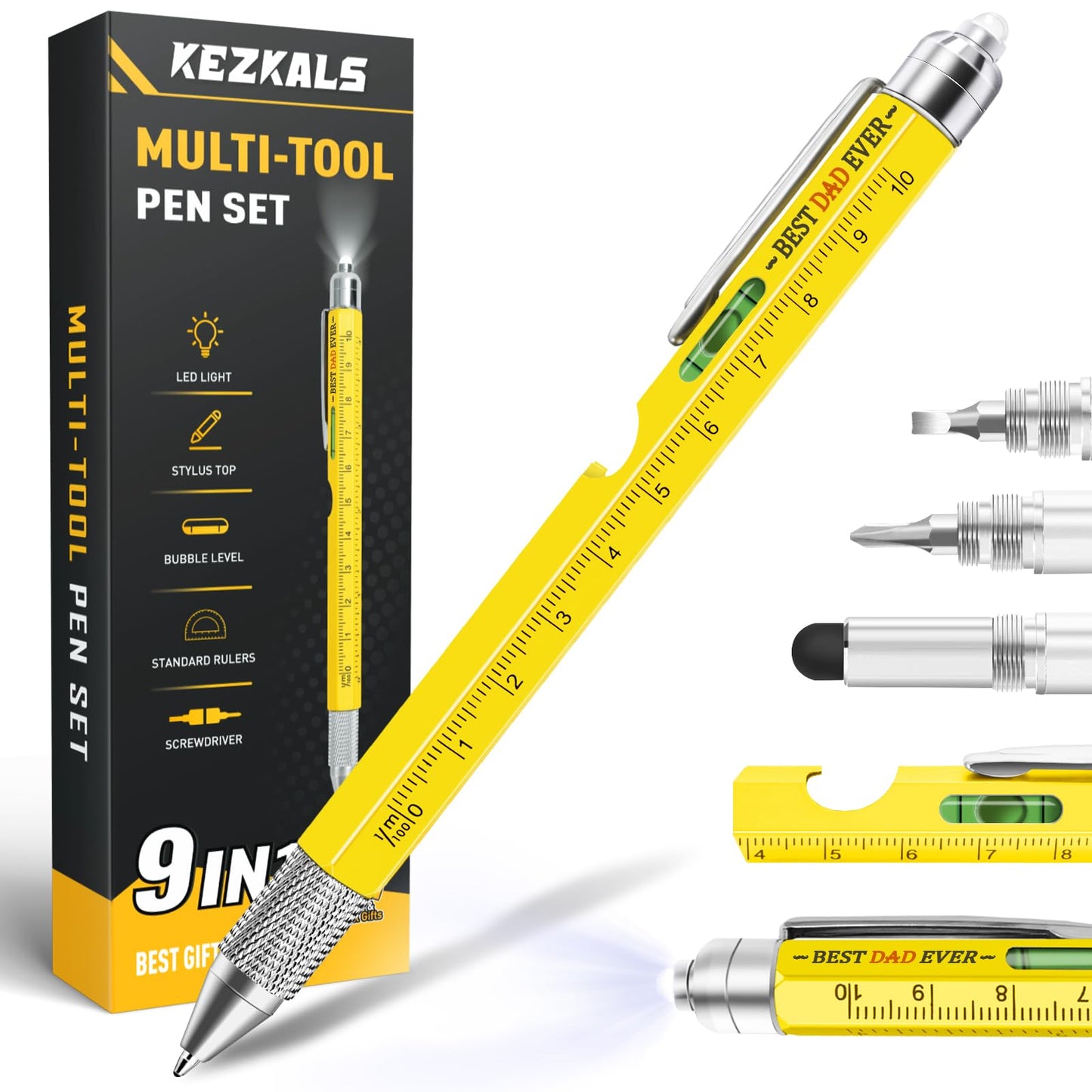 KEZKALS Gifts for Dad, 9 in 1 Multitool Pen Mens Gifts, Dad Gifts for Fathers Day, Birthday Gifts for Men Dad Grandpa Husband, Personalized Father&amp;#39;s Day Gifts for Dad Who Have Everything, Cool Gadgets