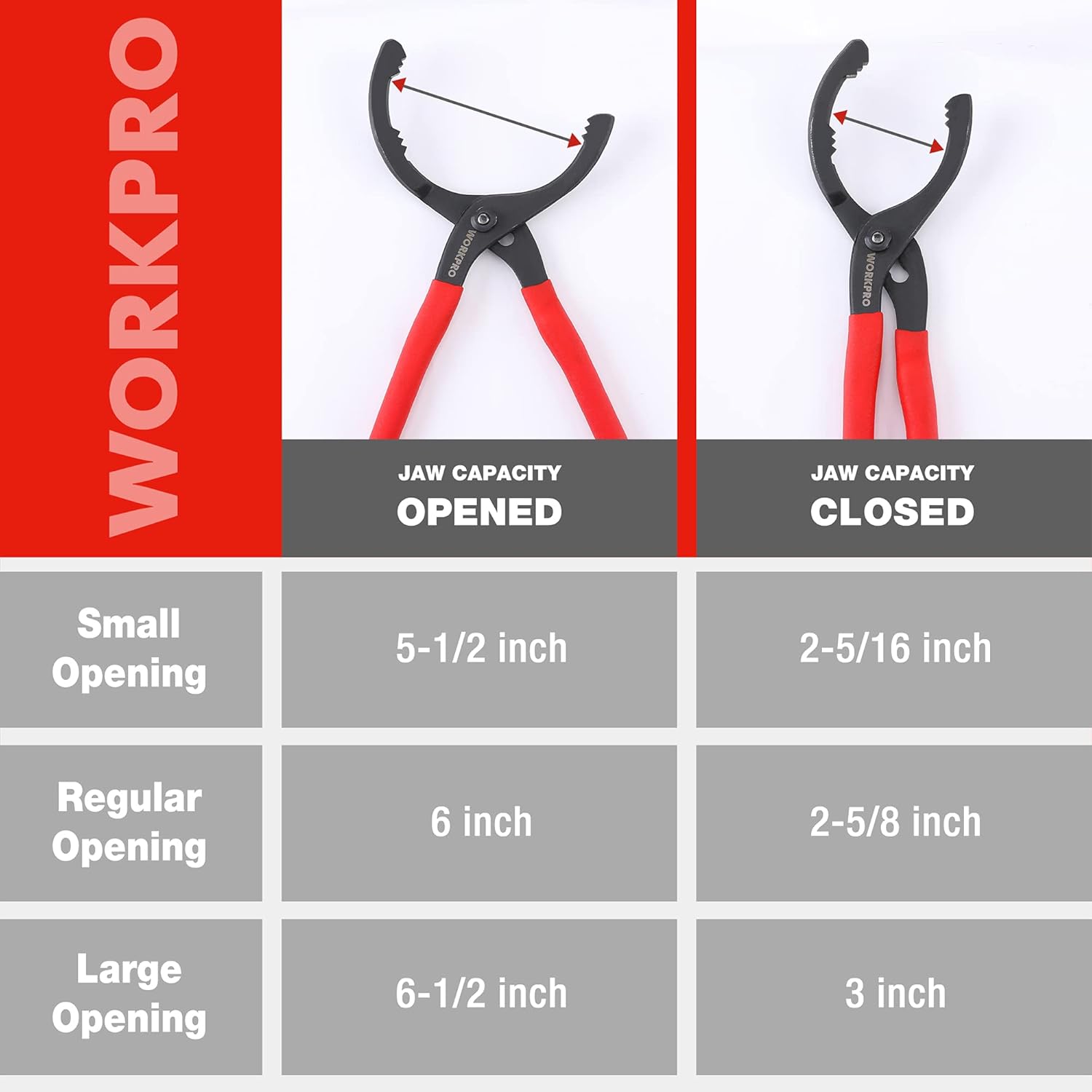 WORKPRO_12"_Adjustable_Oil_Filter_Pliers,_Wrench_Adjustable_Oil_Filter_Removal_Tool,_Ideal_For_Engine_Filters,_Conduit,_&_Fittings,_W114083A