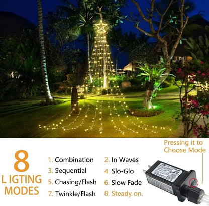 DANLI_Christmas_Star_String_Lights_Outdoor,_320_LED_With_Timer_[8_Mode/IP44_Waterproof]_Decoration_Fairy_Indoor,_9x12FT_Topper_for_Xmas_New_Year_Wedding_Patio_Yard
