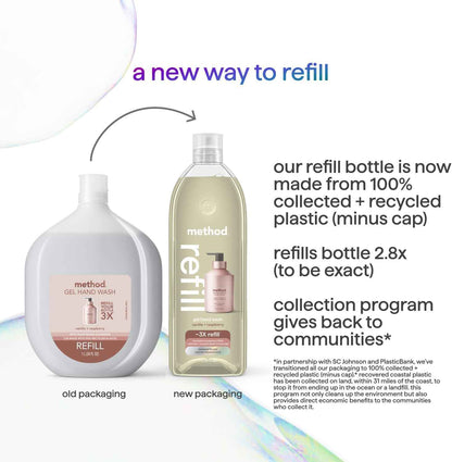 Method Gel Hand Soap Refill, Vanilla + Raspberry, 34 Fl Oz