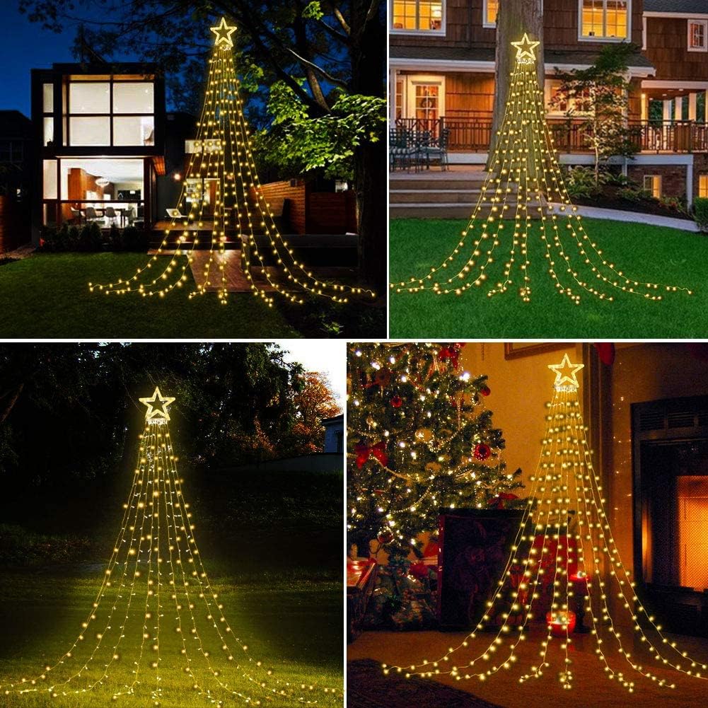 DANLI_Christmas_Star_String_Lights_Outdoor,_320_LED_With_Timer_[8_Mode/IP44_Waterproof]_Decoration_Fairy_Indoor,_9x12FT_Topper_for_Xmas_New_Year_Wedding_Patio_Yard