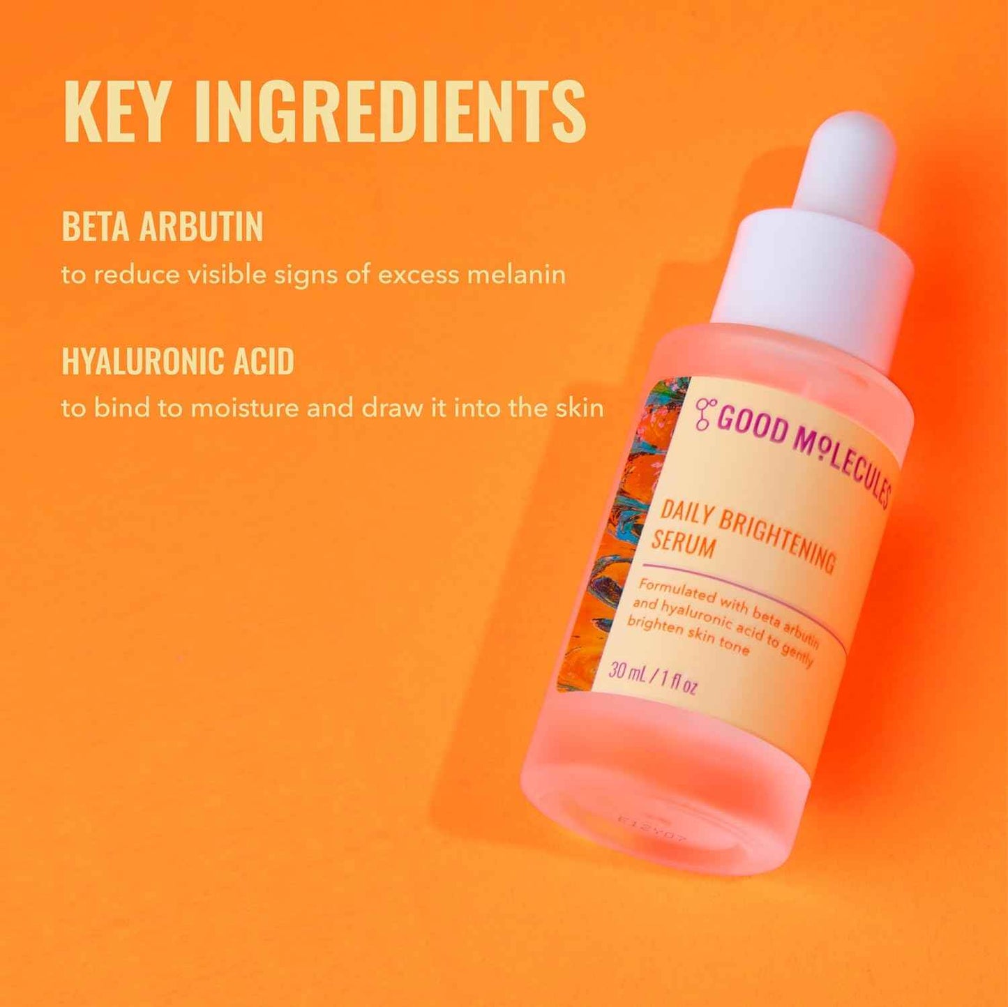Good Molecules Daily Brightening Serum with Beta Arbutin 3% & Hyaluronic Acid – Brightening Serum for Dark Spots & Uneven Tone, Face Skincare