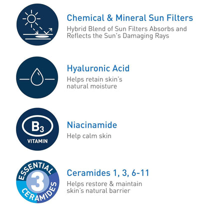 CeraVe Hydrating Sheer Sunscreen with SPF 30 for Face and Body, Mineral & Chemical Sunscreen for Men & Women with Zinc Oxide, Hyaluronic Acid and Ceramides, Paraben-Free + Fragrance-Free