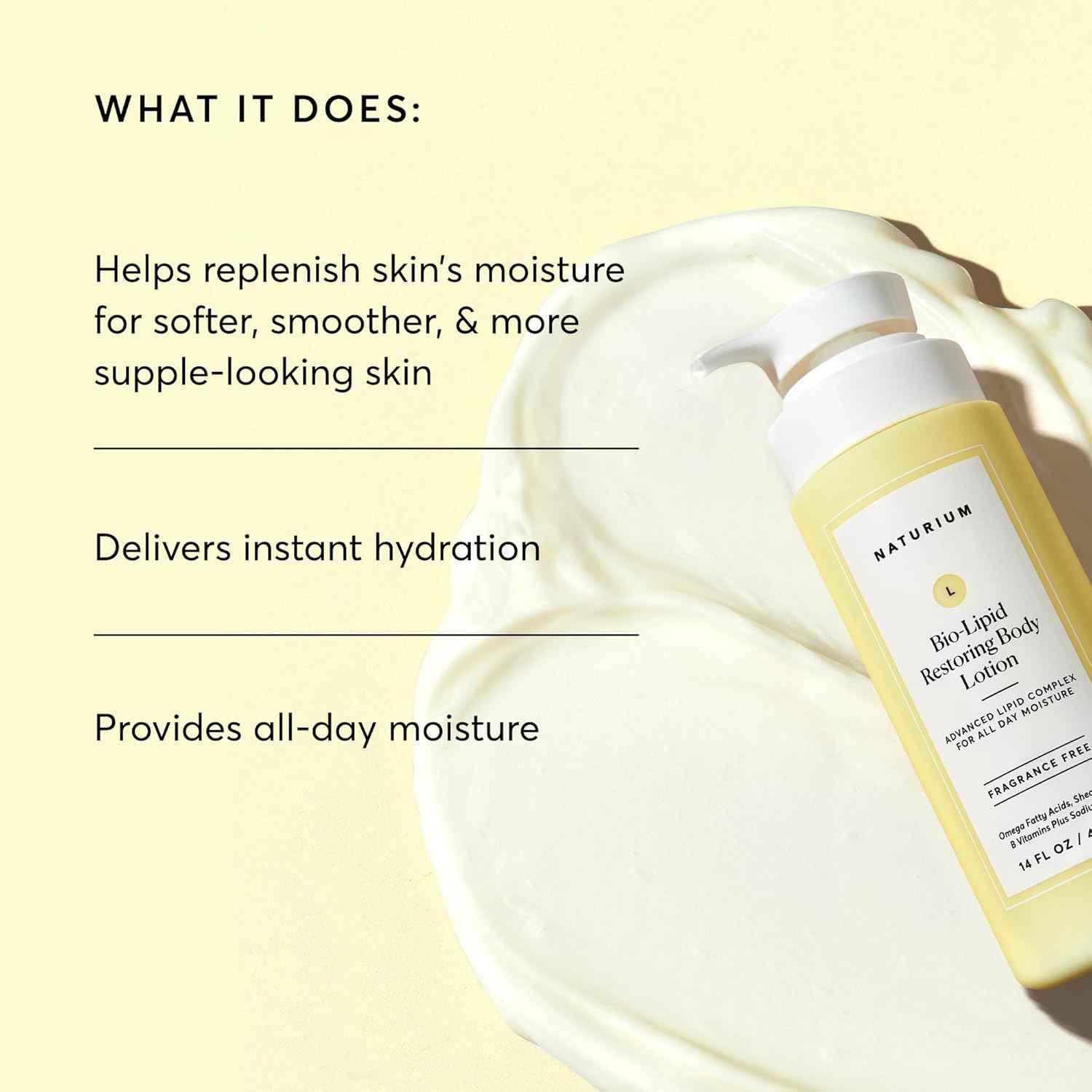 Naturium Bio-Lipid Restoring Moisturizing Body Lotion with Shea Butter, Fragrance Free, 14 oz