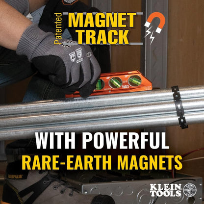 Klein_Tools_935AB4V_Level,_6-Inch_Magnetic_Torpedo_and_Conduit_Level_with_0/30/45/90_Degree_Vials,_V-Groove_and_Magnet_Track,_High_Visibility_Orange