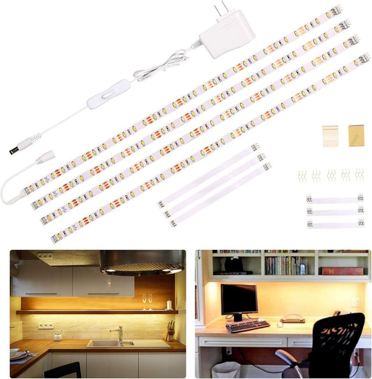 WOBANE_Under_Cabinet_Lighting_Kit,Flexible_LED_Strip_Lights_Bar,Under_Counter_Lights_for_Kitchen,Cupboard,Desk,Monitor_Back,Shelf,ETL_Listed,_White/Warm_White/Natural_White