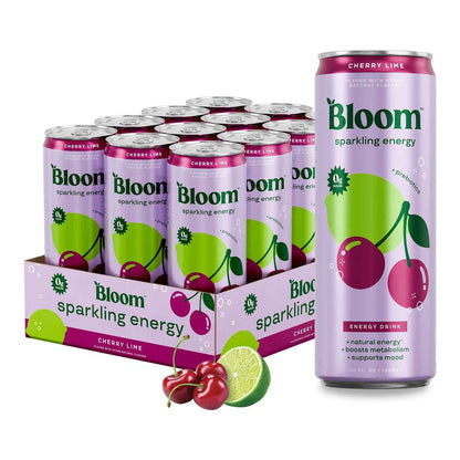 Bloom Nutrition Sparkling Energy Drink - Natural Caffeine, Zero Sugar, 180mg - Antioxidant-Rich with Green Coffee Bean, Green Tea Extract, Prebiotics