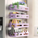 4 Pack Magnetic Spice Rack for Refrigerator, Spice Rack Organizer, Moveable Magnetic Shelf Fridge Organizer with 4 Hooks for Kitchen and Oven Organization, Black