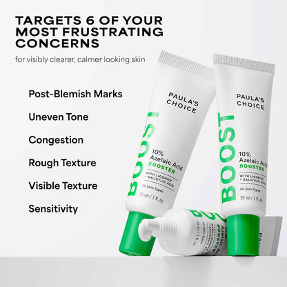 Paula's Choice BOOST 10% Azelaic Acid Booster Cream Gel Face Serum with Salicylic Acid, Oil-Free Skin Brightening Serum for Face, Fragrance-Free