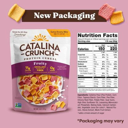 Catalina Crunch Protein Cereal - Sugar Free Breakfast Cereal with 11g of Protein - Gluten Free - Fruity - 8 oz. Bag (Pack of 1) (Packaging May Vary)
