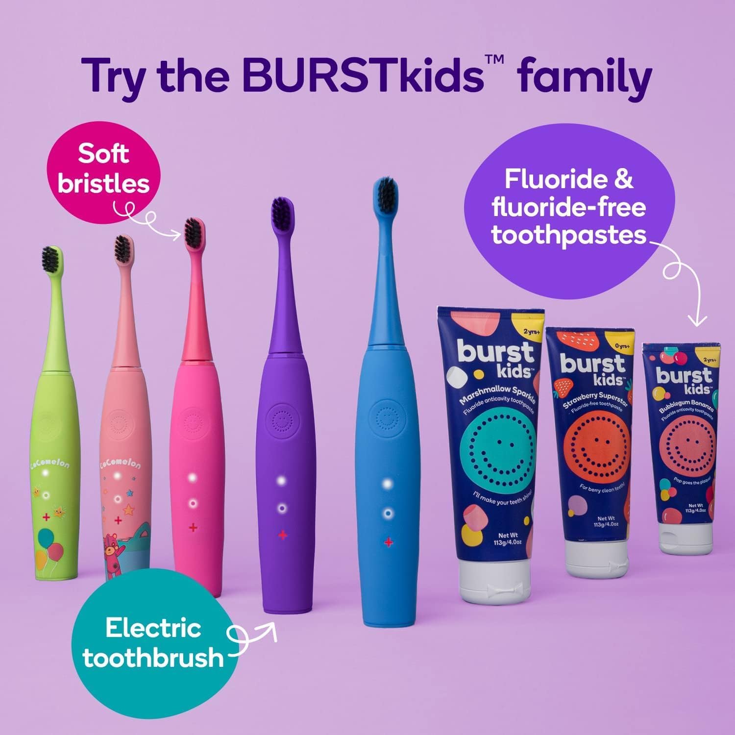 BURST_Bubblegum_Bonanza_Kids_Toothpaste_with_Fluoride_(4oz)_|_Great_Tasting_|_Flavored_for_Children_&_Toddlers_|_Anticavity_|_Dye_Free_&_Vegan_|_Safe_for_Kids_Ages_2+