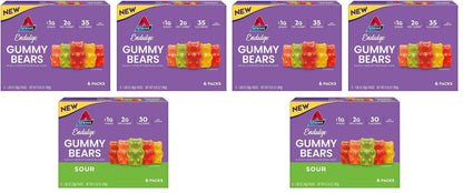 Atkins Endulge Gummy Bears Variety Pack, Low Sugar, Keto Friendly Candy, 18 Pack (12 Sweet Gummy Bears, 6 Sour Gummy Bears)