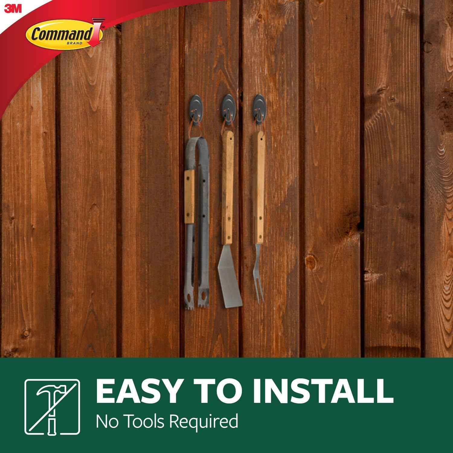 Command Terrace Hooks, 2 Hooks and 4 Strips, Damage-Free Hanging Wall Hook for Wall Decor, Holds up to 3 lb