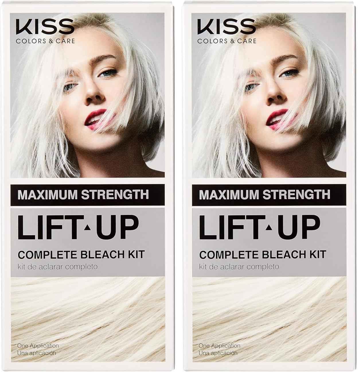 KISS Lift Up Complete Hair Bleach & Icy Silver Toner Kit, Gentle Conditioning Formula that Reduces Brassiness, Complete 6-Pc DIY, ICE