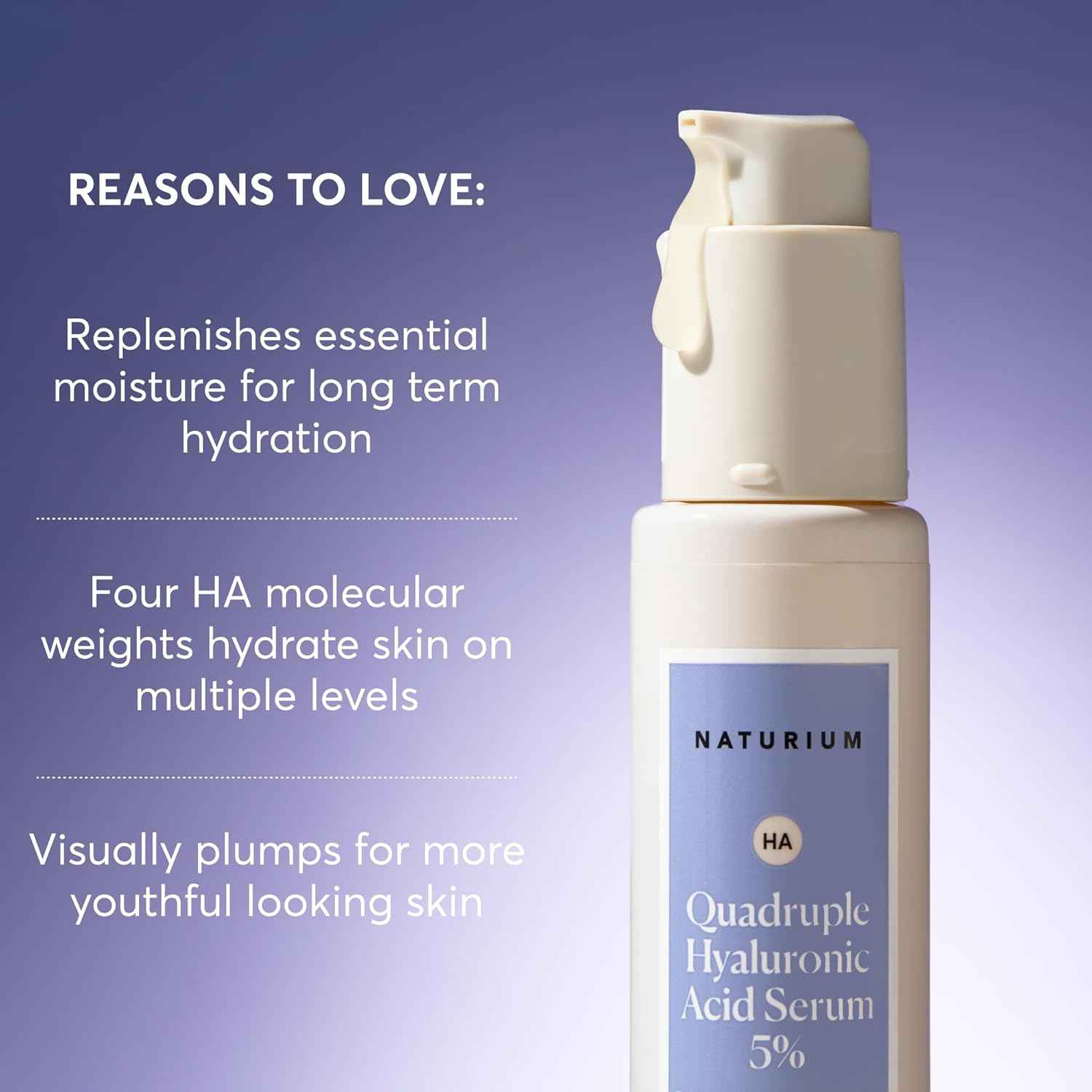 Naturium Quadruple Hyaluronic Acid Serum 5%, Hydrating & Plumping Face Serum, Anti-Aging & Moisturizing Skin Care, Fragrance-Free