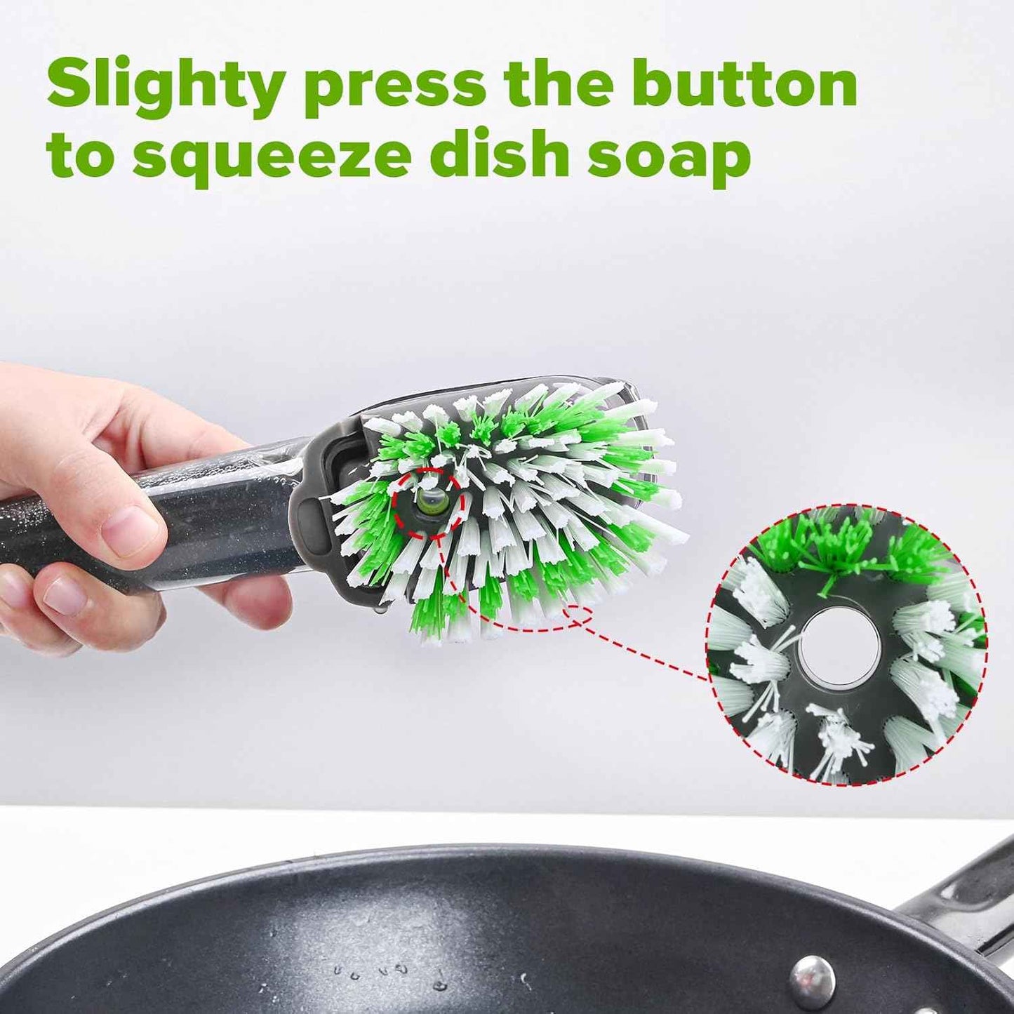 Dishwand Brush Refill, Dish Brush Refills Compatible with Scotch-Brite Dishwand, Dish Soap Brush for Dishes, Pans, Sink, Pots