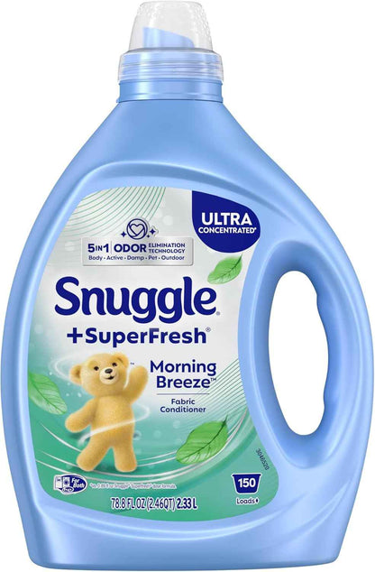 Snuggle SuperFresh Fabric Softener Liquid, Ultra Concentrated, Morning Breeze Fabric Conditioner, Lasting Scent, Fights Stubborn Odors, Softens, Reduces Static & Wrinkles