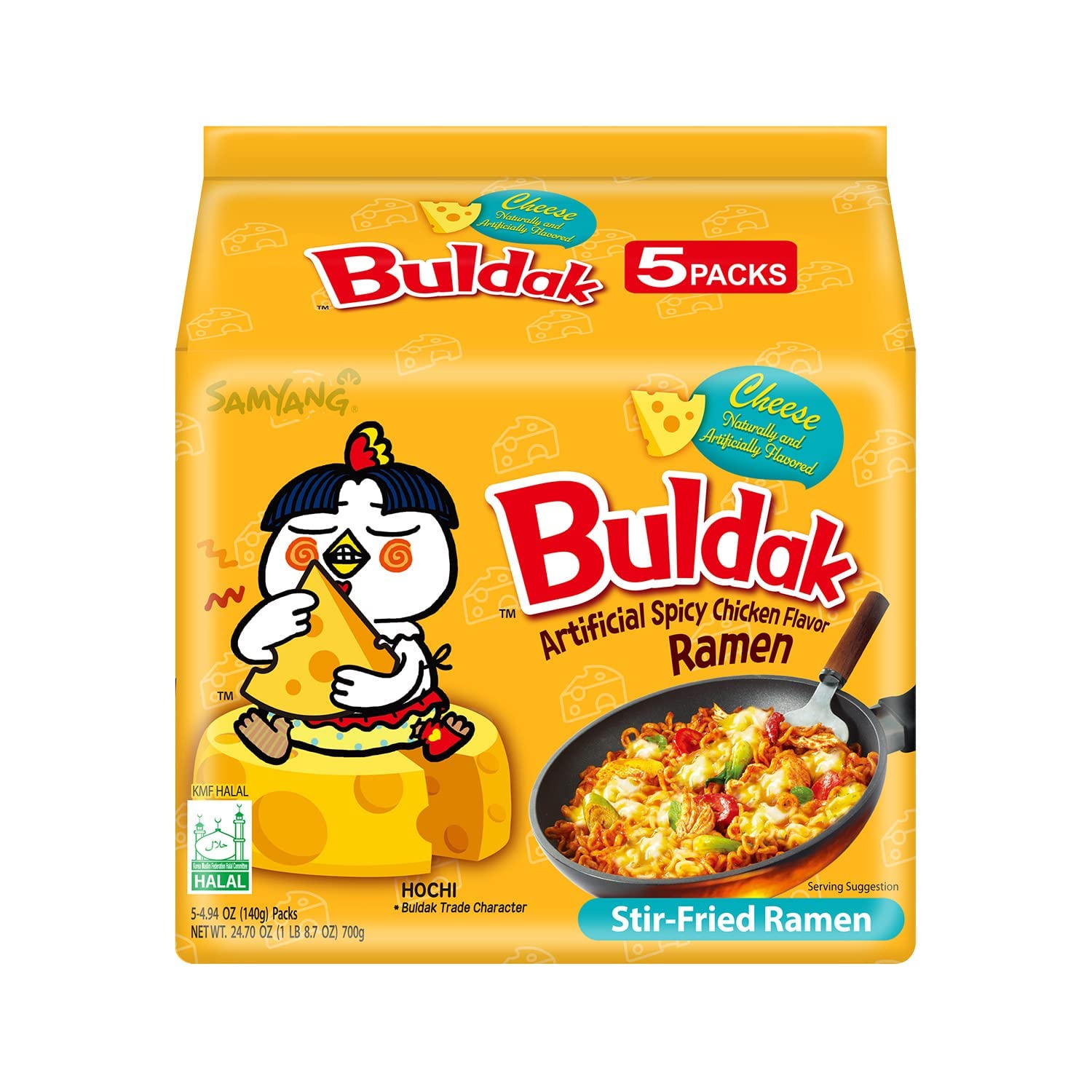 Samyang_Buldak_Spicy_Ramen,_Hot_Chicken_Ramen,_Korean_Stir-Fried_Instant_Noodle,_Cheese,_1_Bag_with_5_Pack