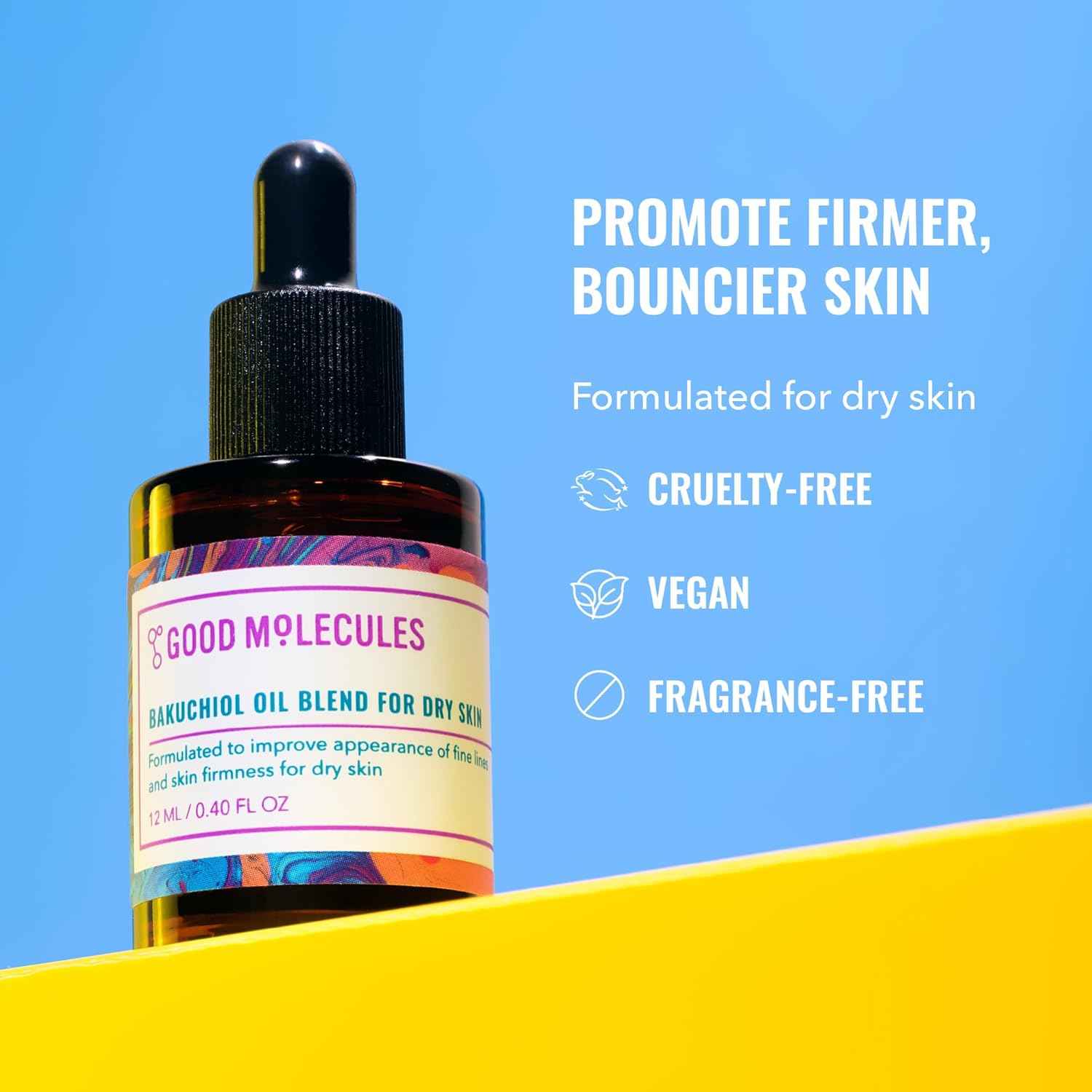 Good Molecules Bakuchiol Oil - Ultra Hydrating Natural Blend with Bakuchiol and Rosehip Oil, Promotes Collagen Production, Moisturizing Face Oil