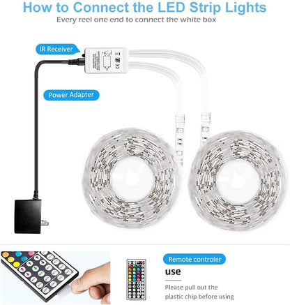 DAYBETTER_Led_Strip_Lights_Waterproof,_16.4ft/32.8ft/50ft/65.6ft_Led_Tape_Lights_Color_Changing_LEDs_Light_Strips_Kit_with_44_Keys_Ir_Remote_Controller_and_12v_Power_Supply_for_Indoor_Outdoor_Use