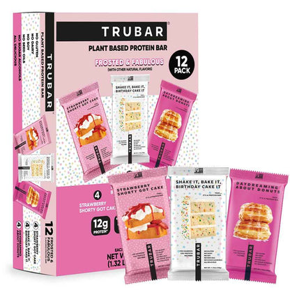 TRUBAR Vegan Protein Bar, Assorted Flavors, Gluten Free, Vegan Protein Snacks, 12G Plant-Based Protein, High Fiber, Healthy Protein Bars
