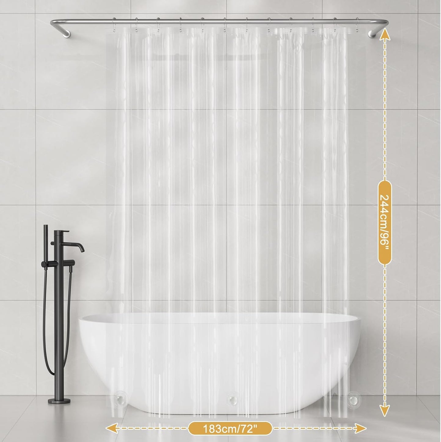 AmazerBath_Shower_Curtain_Liner_2_Pack,_72_x_96_Inches_Extra_Long_PEVA_Plastic_Shower_Liner_with_3_Weighted_Stones_and_12_Rustproof_Metal_Grommet,_Lightweight_Waterproof_Shower_Curtain_-_Clear