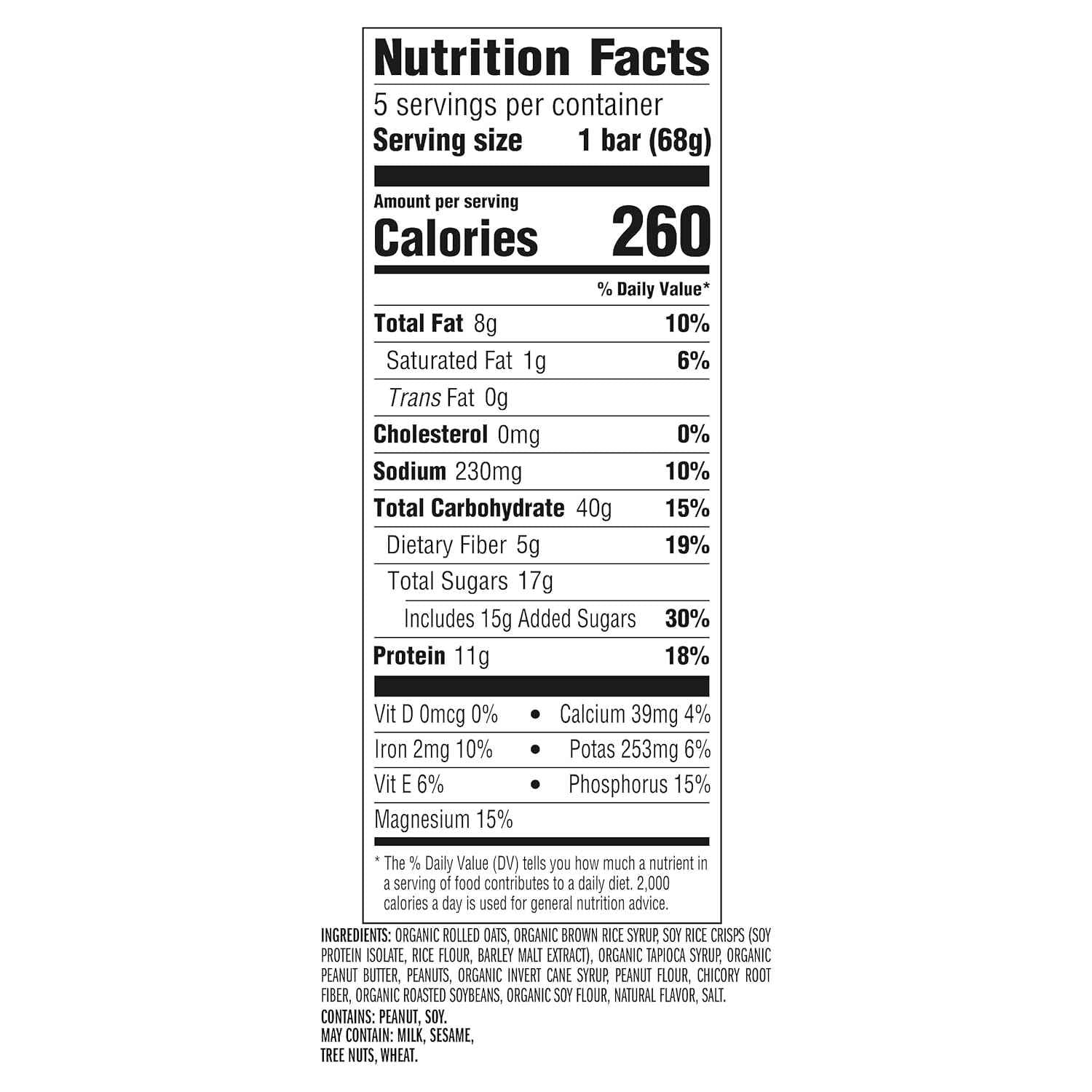 CLIF BAR - Energy Protein Bars - Crunchy Peanut Butter - Made with Organic Oats - Energy Bars - Non-GMO - (5 Pack)