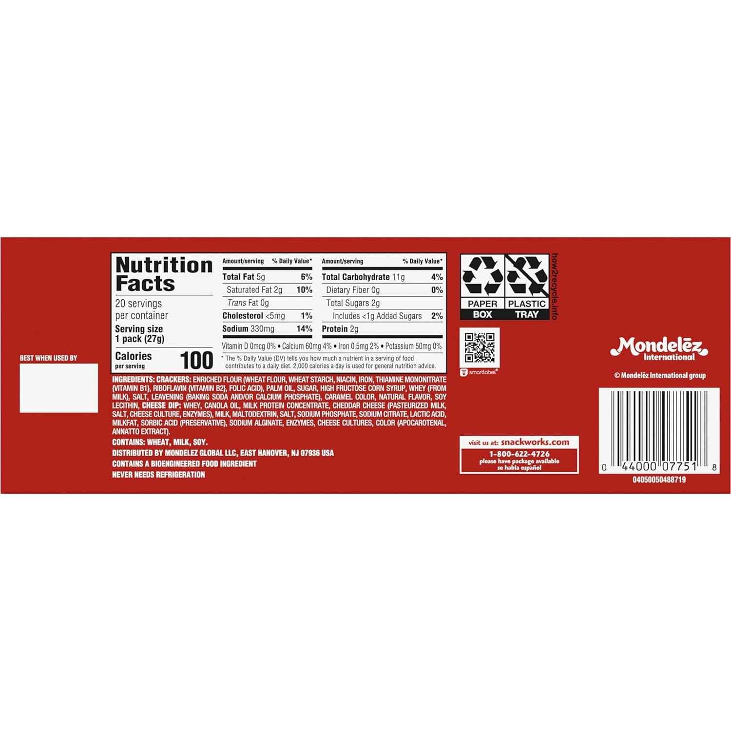 Handi-Snacks RITZ Crackers 'N Cheesy Dip Snack Packs, 20 Snack Packs