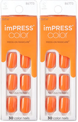 KISS imPRESS No Glue Mani Press On Nails, Color, Black, Short Size, Squoval Shape, Includes 30 Nails, Prep Pad, Instructions Sheet, 1 Manicure Stick, 1 Mini File
