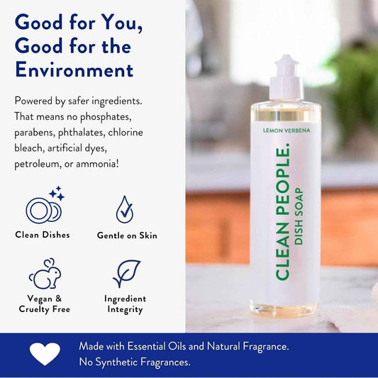 THE CLEAN PEOPLE Liquid Dish Soap - Clean, Simple Ingredients - Extra Scrubbing Power