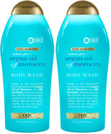 OGX Radiant Glow + Argan Oil of Morocco Extra Hydrating Body Wash for Dry Skin, Moisturizing Gel Cleanser for Silky Soft Skin, Body Wash for Women, Sulfate-Free Surfactants, 19.5 fl oz