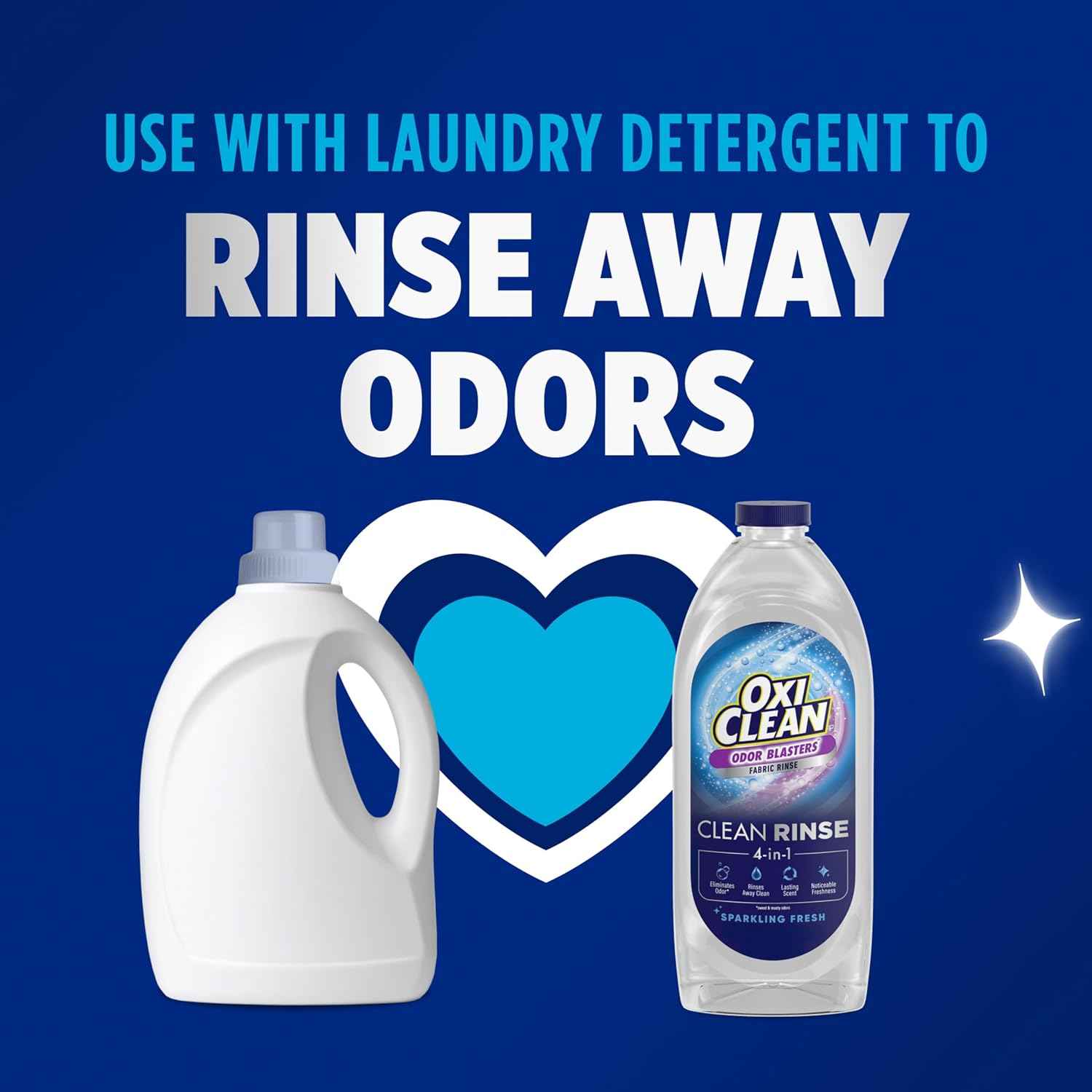 OxiClean Odor Blasters Fabric Rinse, 4-in-1 Clean Rinse Formula, Laundry Additive and Odor Eliminator for Sweat and Musty Odors, Sparkling Fresh Scent, 50 fl oz