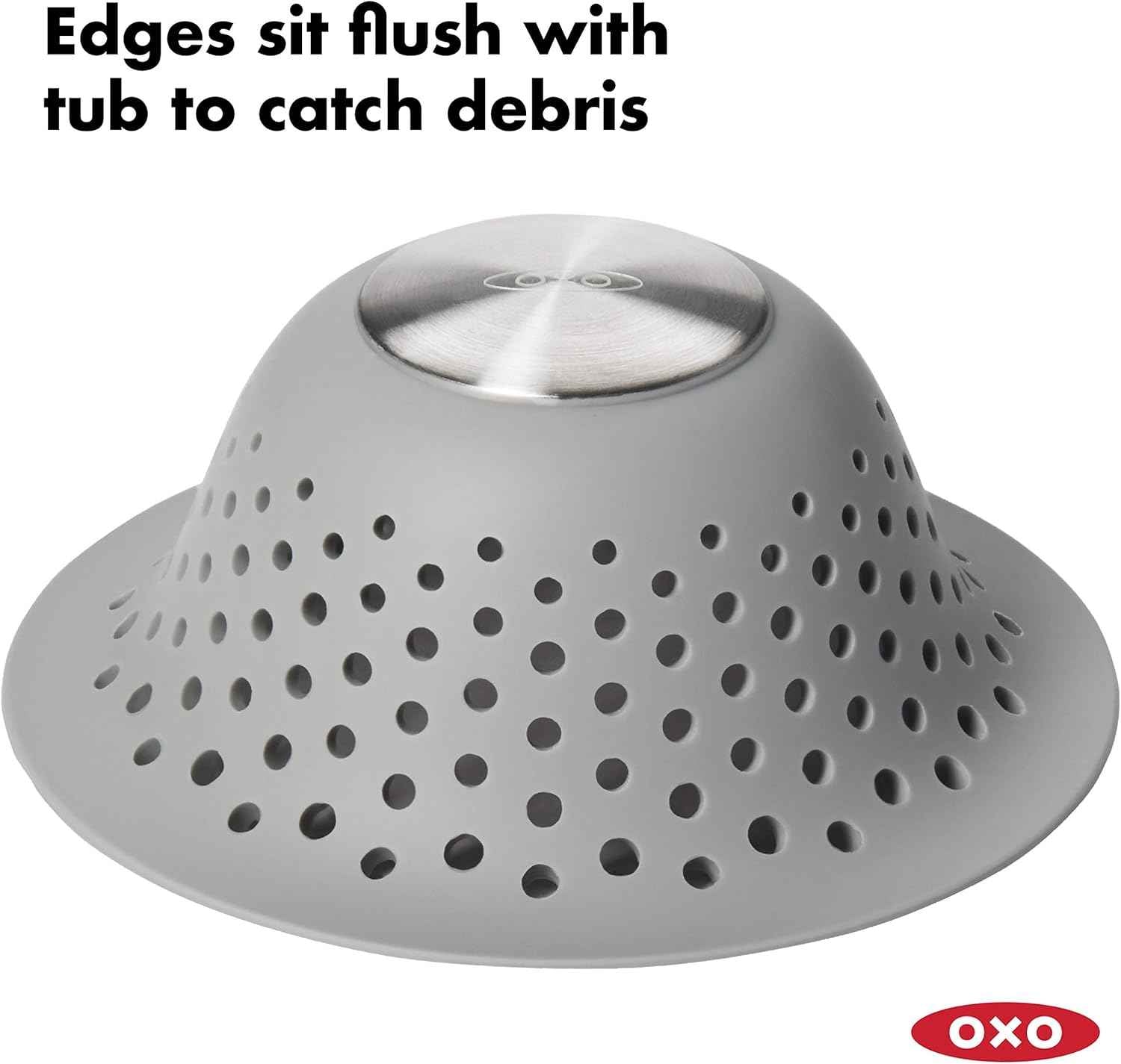 OXO Good Grips Silicone Shower & Tub Drain Protector, Hair Drain Catcher