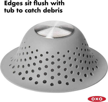 OXO Good Grips Silicone Shower & Tub Drain Protector, Hair Drain Catcher