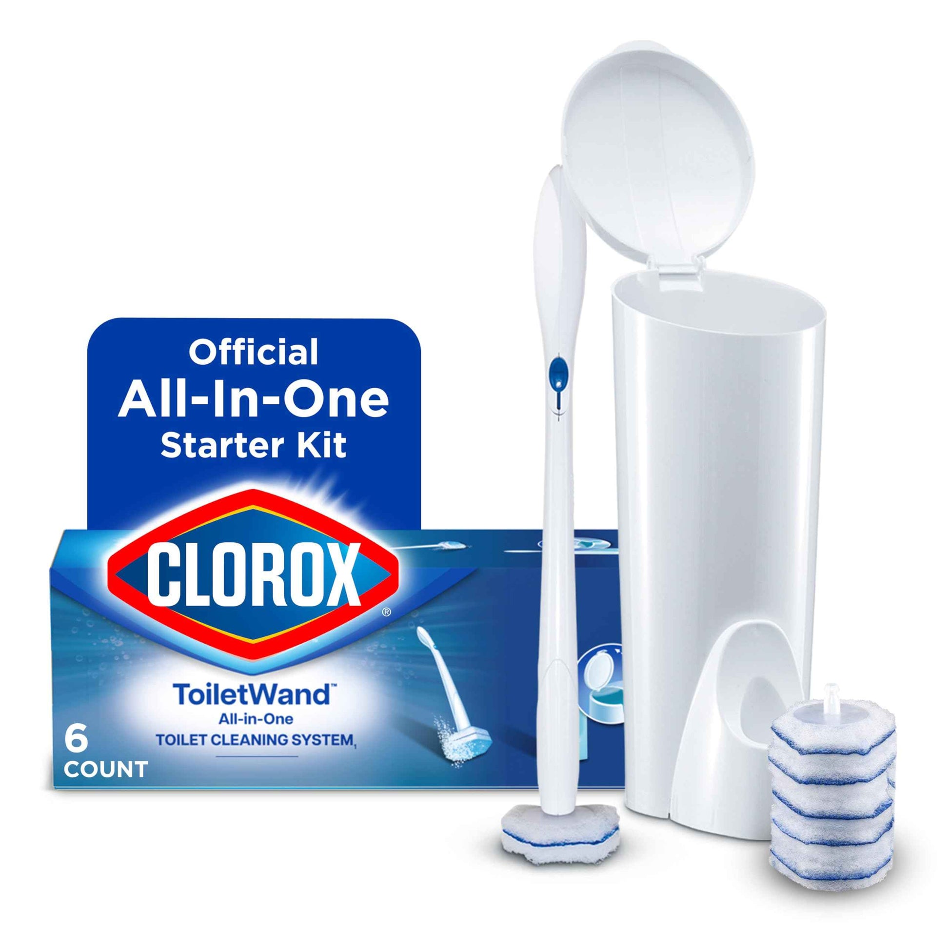 Clorox ToiletWand Disposable Toilet Cleaning System, Spring Cleaning Essential, ToiletWand, Storage Caddy, and Disinfecting ToiletWand Scrubbing Pad Refills