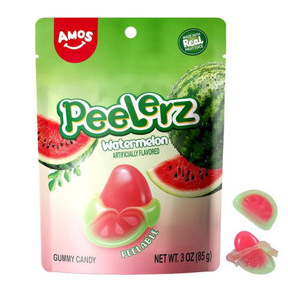 AMOS Peelerz Lychee Gummy Candy, Peelable Fruit-Shaped Candy, 8.47oz Box with 10 Individual Packs – Fun Peeling Gummy Snack Made with Real Juice - Eco House Kit