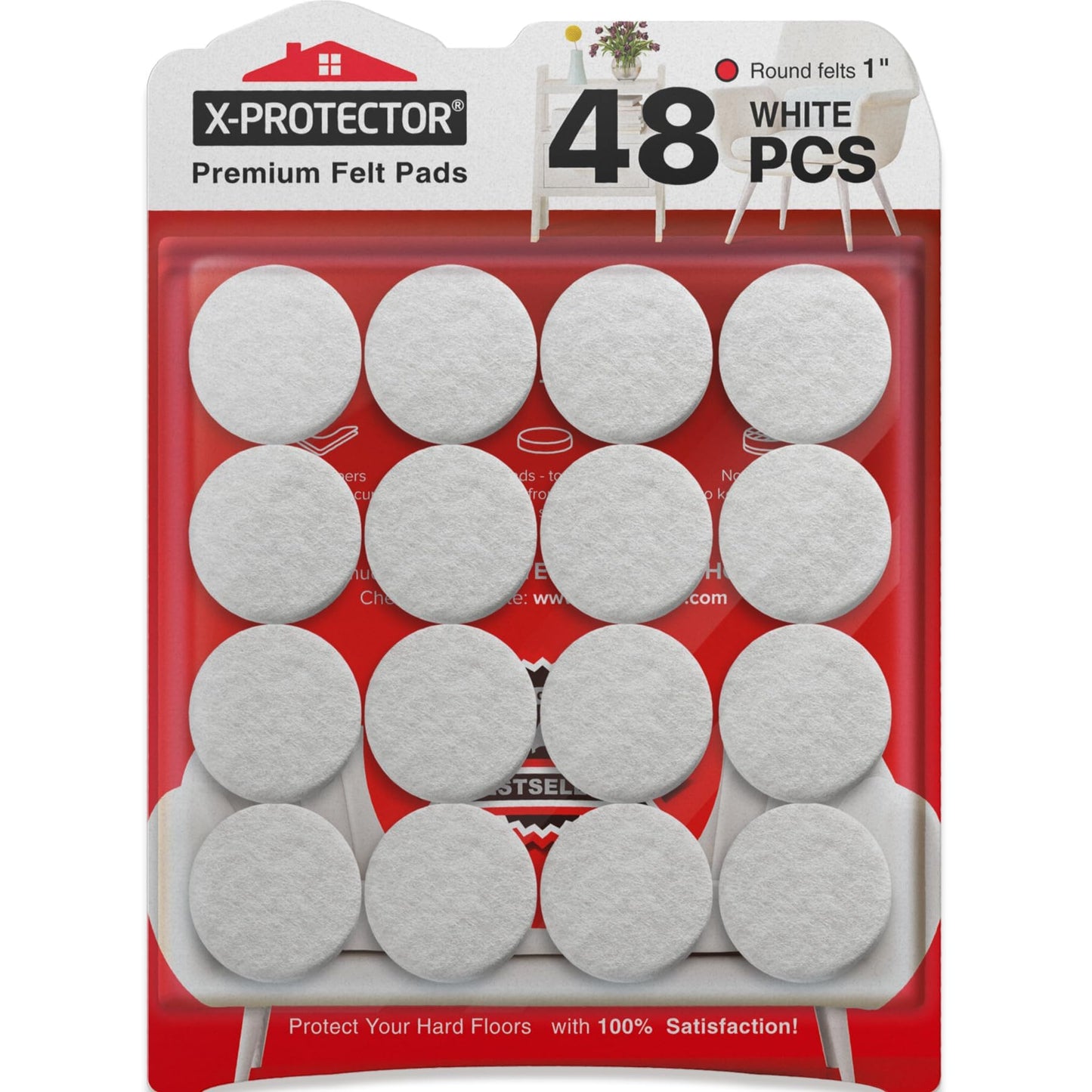 48 PCS 1" White, Round