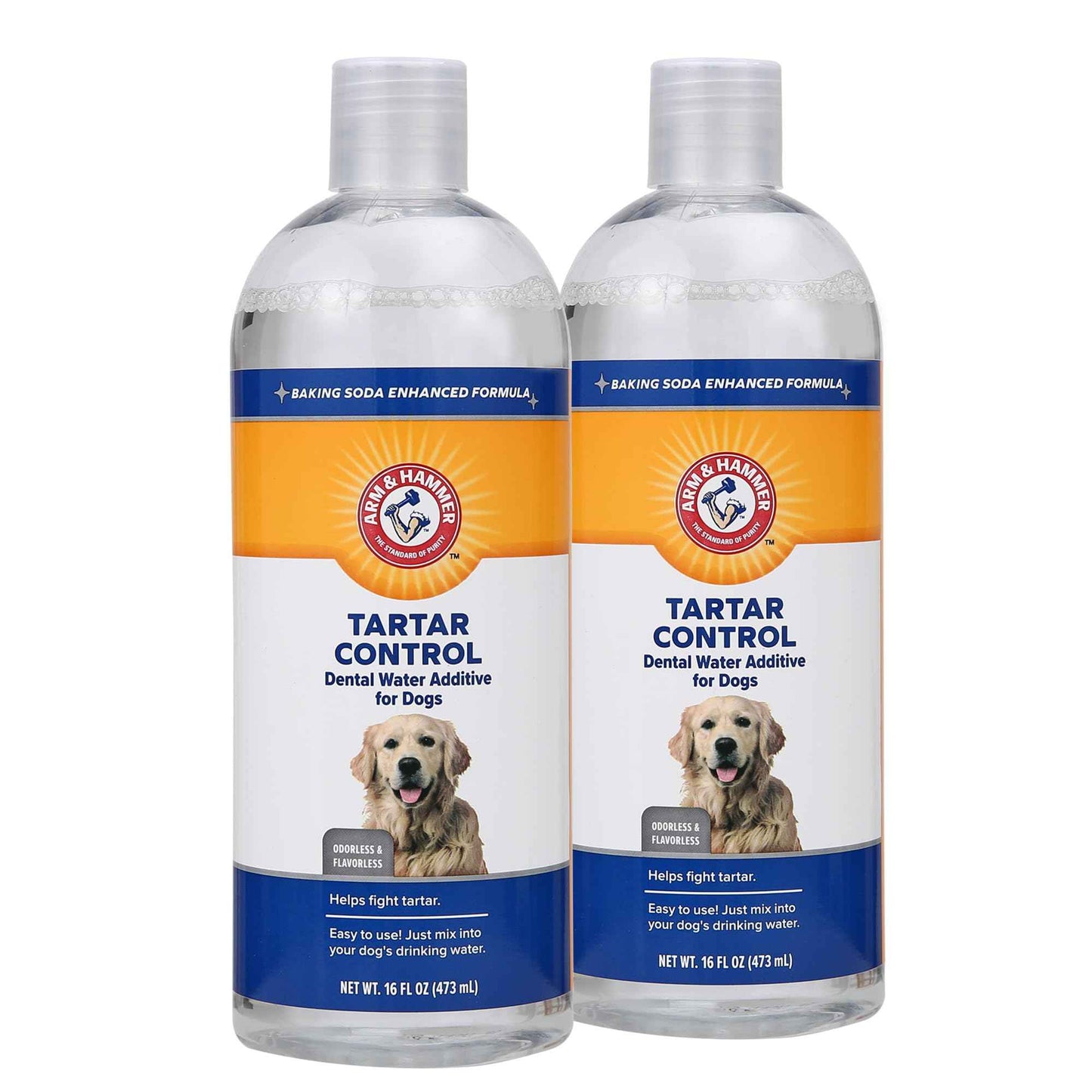 Arm & Hammer Clinical Care Dental Rinse for Adult Dogs, Odorless Flavorless Water Additive for Daily Plaque, Tartar, and Bad Breath Control, Baking Soda Enhanced Formula, 16 Fl Oz